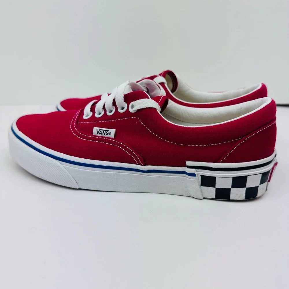 Vans Era Check Block Sneakers. Tango Red. Men's size 7, women’s size 8.5.